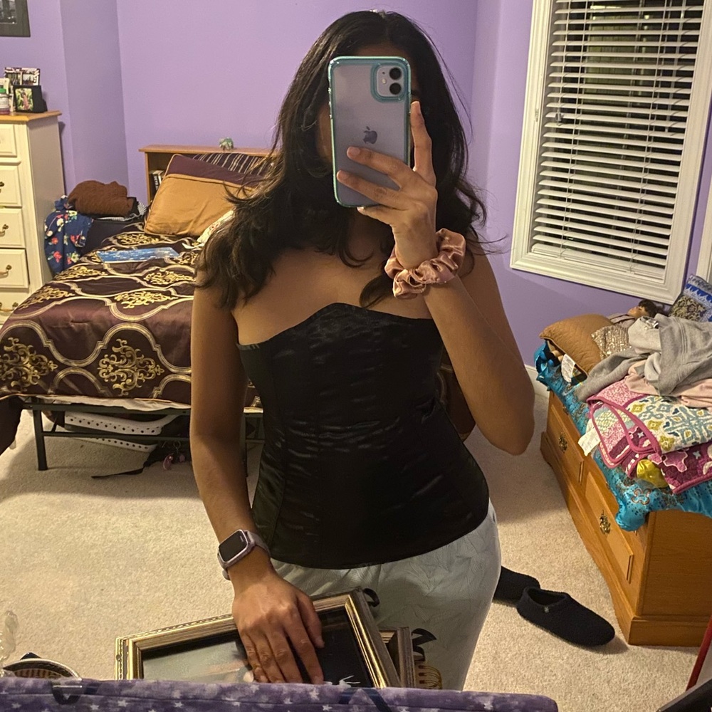 Black Lace Up Corset Top